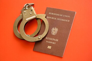 Austria Passport With Police Handcuffs