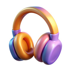 3D Cartoon Plastic Headphones Isolated on Transparent Background