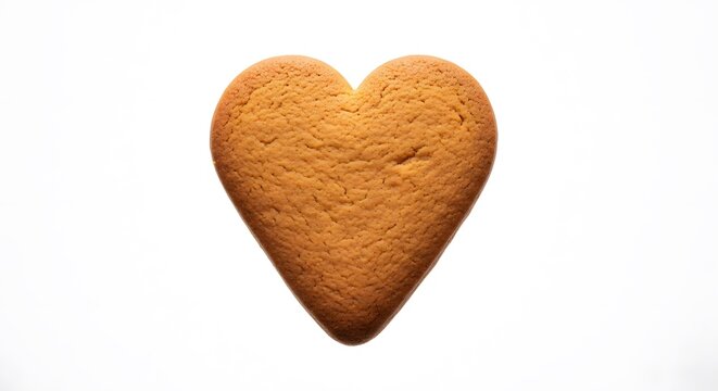 A single heart shaped cookie on a white background