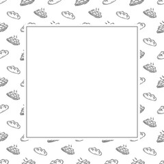 Hand Drawn Bread square frame background	