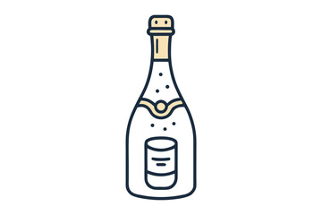 line art champagne bottle with cork detail small  
