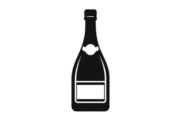 single champagne bottle silhouette minimal label  