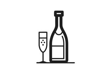champagne bottle glass combination modern line  
