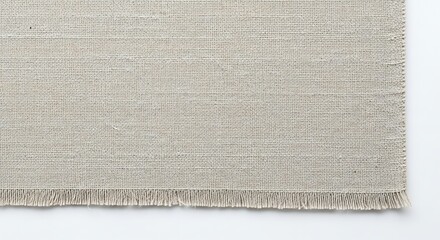 Vector illustration of closeup of a beige woven fabric with a frayed edge, isolated on white background