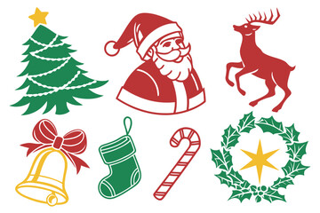 Christmas Silhouette Vector bundle Isolated on White Background