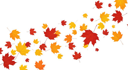Colorful autumn leaves isolated on transparent background for seasonal decoration