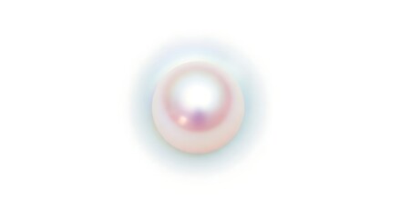 Vector illustration of single iridescent pearl with a soft pink and white glow, isolated on a white background, symbolizing luxury and beauty