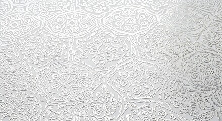 Vector illustration of intricate white embossed damask pattern with a subtle texture and a luxurious feel, perfect for elegant backgrounds and design