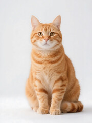 Obraz premium A cute orange tabby cat sitting on a white background