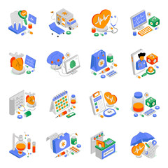 Set of Medical Isometric Illustrations 