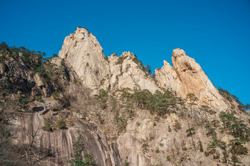 Ulsanbawi Rock cliff formation in Seoraksan National Park, Sokcho, South Korea
