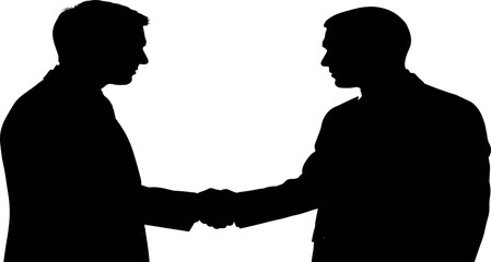 Silhouetted Businessmen Conclude Deal with Handshake.