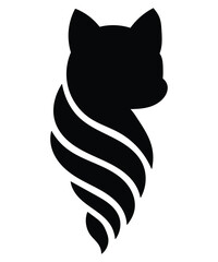 Modern Abstract Cat Silhouette Logo with Flowing Tail Design.