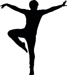 Silhouette of a dancer performing a graceful ballet pose.