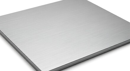 Vector illustration of a flat, square piece of brushed aluminum or stainless steel with a fine texture, isolated on a white background