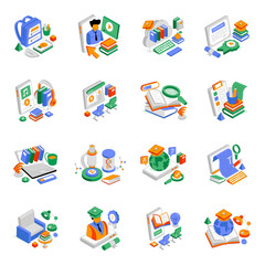 Set of Learning Isometric Illustrations