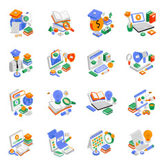 Set of Education Isometric Illustrations