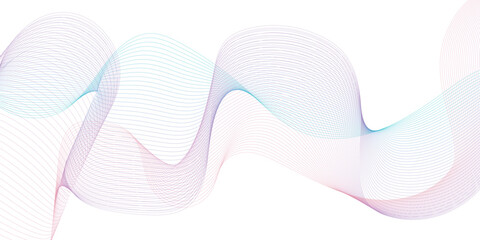 Vector abstract flowing wavy lines. Digital motion element for modern design. Stylized line art background. Vector illustration. Wave with lines created using blend tool. Curved wavy line