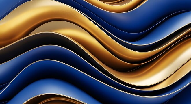 Abstract background featuring flowing layers of blue and gold with subtle shadows and highlights