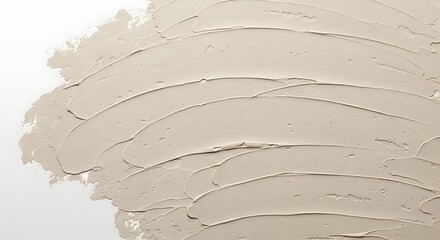 Vector illustration of textured beige plaster or clay applied with a trowel, creating organic, wavy strokes on a clean white background, ideal for artistic or cosmetic themes