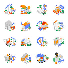 Set of Law Isometric Illustrations 