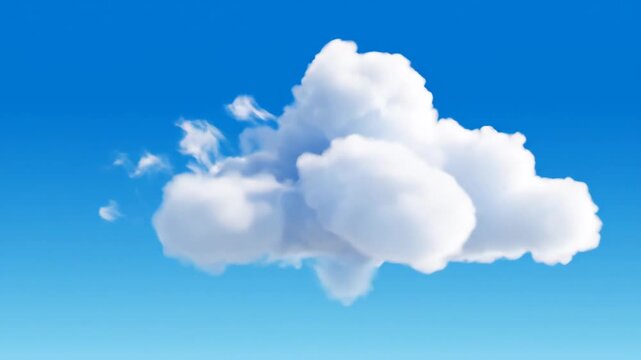 Cartoon Cloudscape - This video shows a fluffy white cartoon cloud set against a bright blue sky. The cloud is large and puffy, taking up a good portion of the frame.