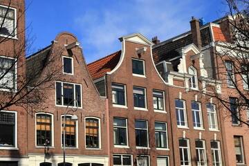 Westerstraat Historical Brick House Facades in Amsterdam, Netherlands