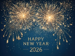 Exploding fireworks in the night sky for new year 2026