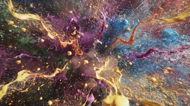Colorful Explosion A Vibrant Abstract Art Piece in Motion.