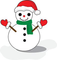 빨간모자와 털장갑을 낀 눈사람