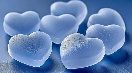 Light airy blue surface with gentle glowing heart shapes softly dispersed in composition