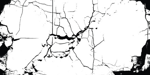 Surface cracks and fissures in ground. Vector grunge cracked texture