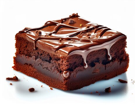 chocolate brownie cake isolated on white background brownie generative ai