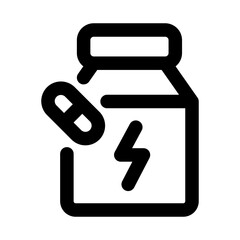 Energy pill icon symbolizing vitality boost, supplement capsule, health power dose, and active lifestyle