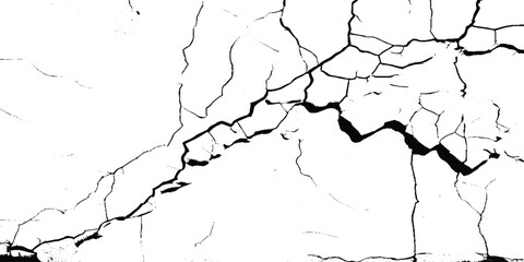 Black vector grunge style cracked texture on white background. Black and white old dirty texture.