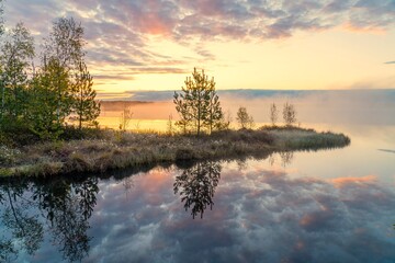 reflection of clouds in the lake