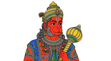 Vibrant illustration of a mythic monkey figure in traditional style art