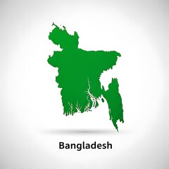 Fototapeta premium Green silhouette map of bangladesh country shape for national and geographic representation isolated on white background