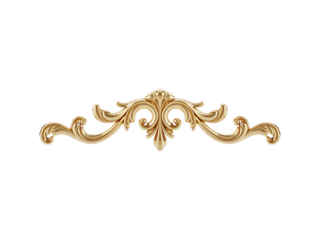 Golden decorative element isolated on transparent background