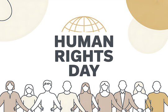 Celebrate human rights day with a diverse group holding hands, fostering global unity and equality, promoting peace and justice for all people around the world