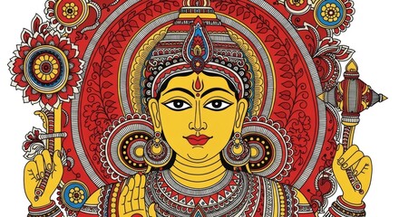 Obraz premium Vibrant illustration of a South Asian deity in traditional artistic style