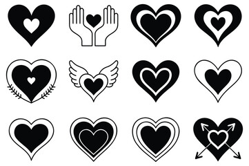 Heart symbol collection &ndash; love icon pack, romantic shape vector, relationship emotion design