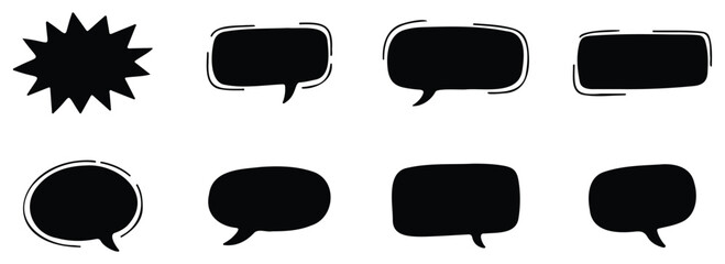 Speech bubble icon set – comic chat shapes, blank message design vector, dialogue symbol collection