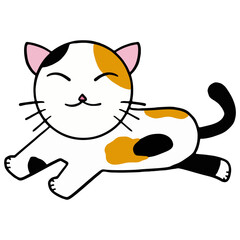 Vector Illustration of Calico Cat Running with Happy Expression