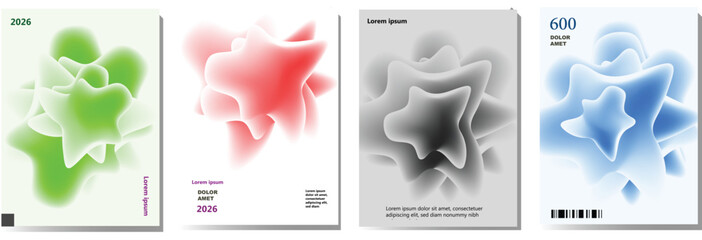 set of abstract gradient organic posters with flowing 3d shapes for modern design templates branding covers and creative backgrounds