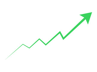 Green Upward arrow showing business progress chart symbol PNG