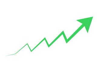 Green Upward arrow showing business progress chart symbol PNG