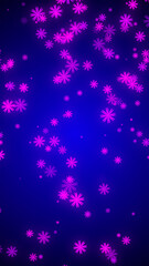 Abstract glowing pink floral shapes scattered across a deep blue cosmic background