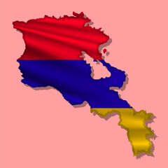 Vector flag Armenia in the form of a map