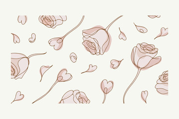 Hearts, and Roses Line Art